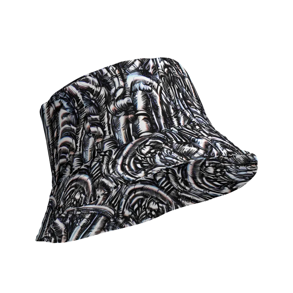 Black Ice Bloom on Reversible Bucket Hat — Product details Outside
