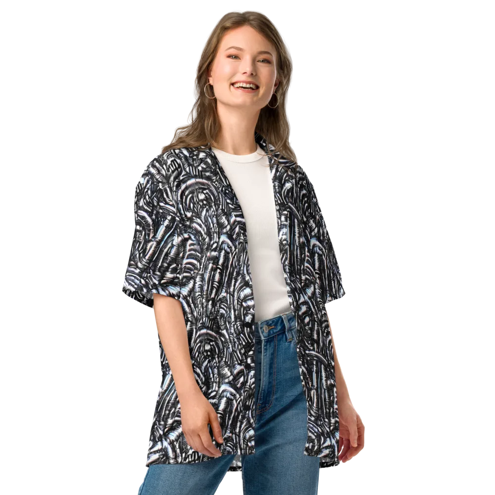 Black Ice Bloom on Button Shirt — Front