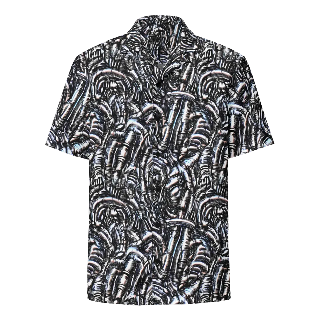 Black Ice Bloom on Button Shirt — Front