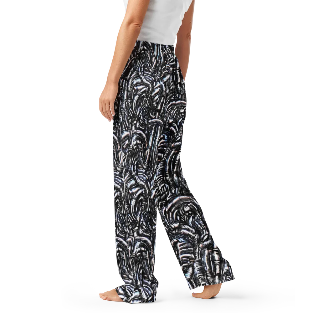 Black Ice Bloom on Women's Pajama Pants — Left