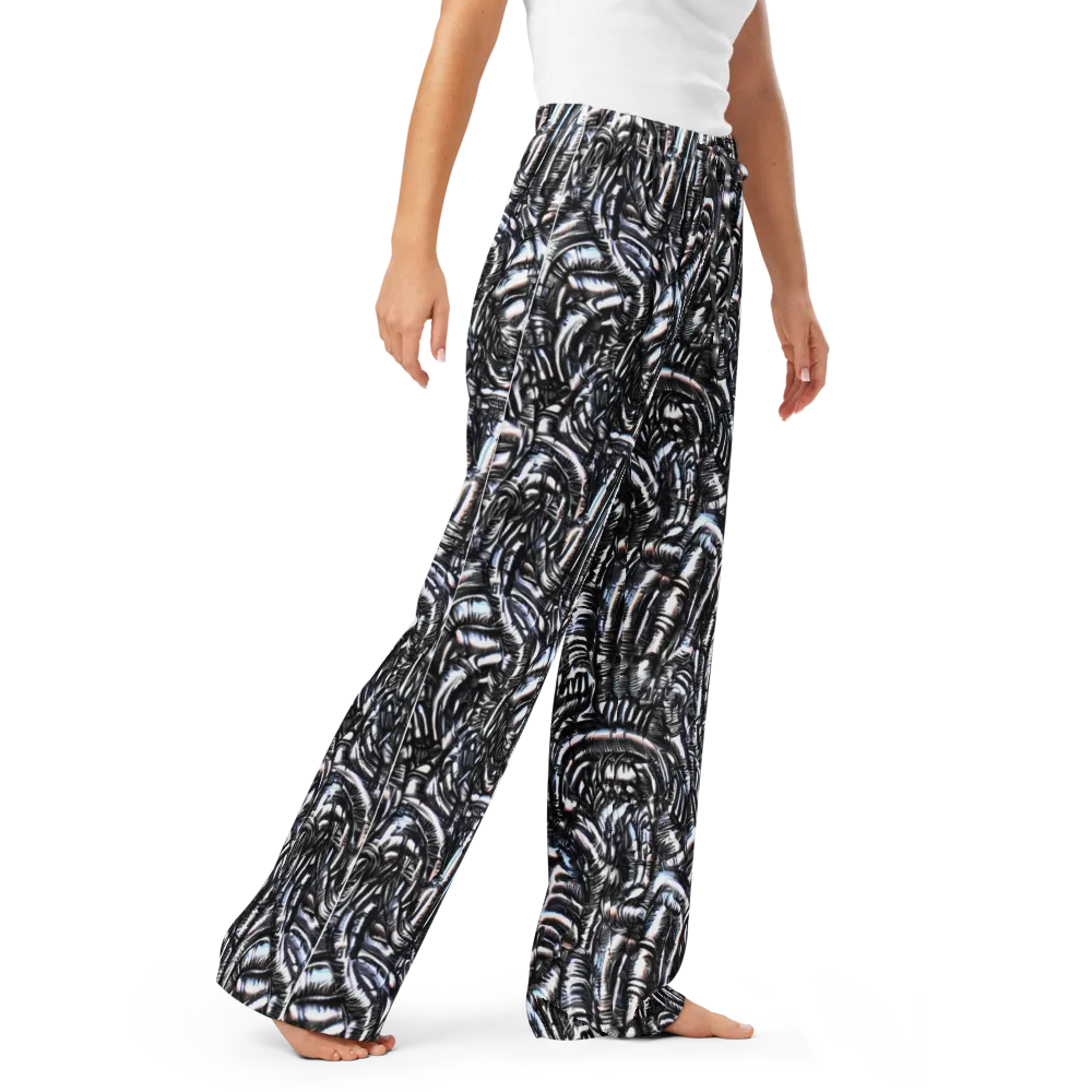 Black Ice Bloom on Women's Pajama Pants — Right Front
