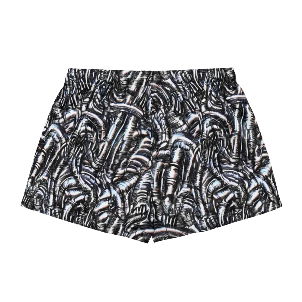 Black Ice Bloom on Women's Pajama Shorts — Back