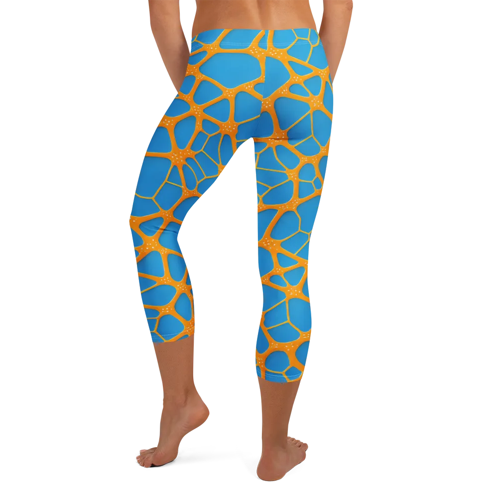 Citrus Cellscape on Capri Leggings — Back