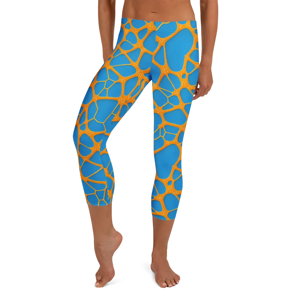 Citrus Cellscape on Capri Leggings — Front