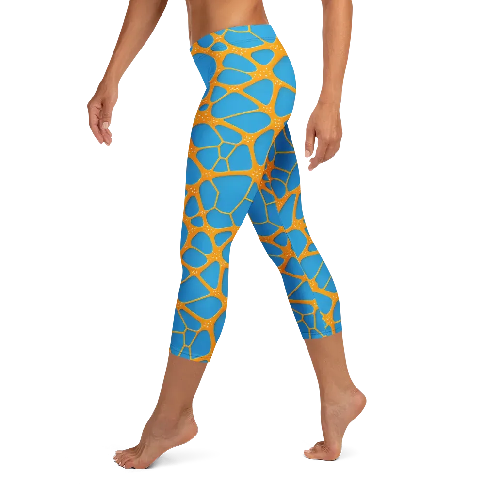 Citrus Cellscape on Capri Leggings — Left