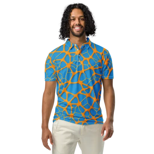 Citrus Cellscape on a Men's Slim Fit Polo Shirt