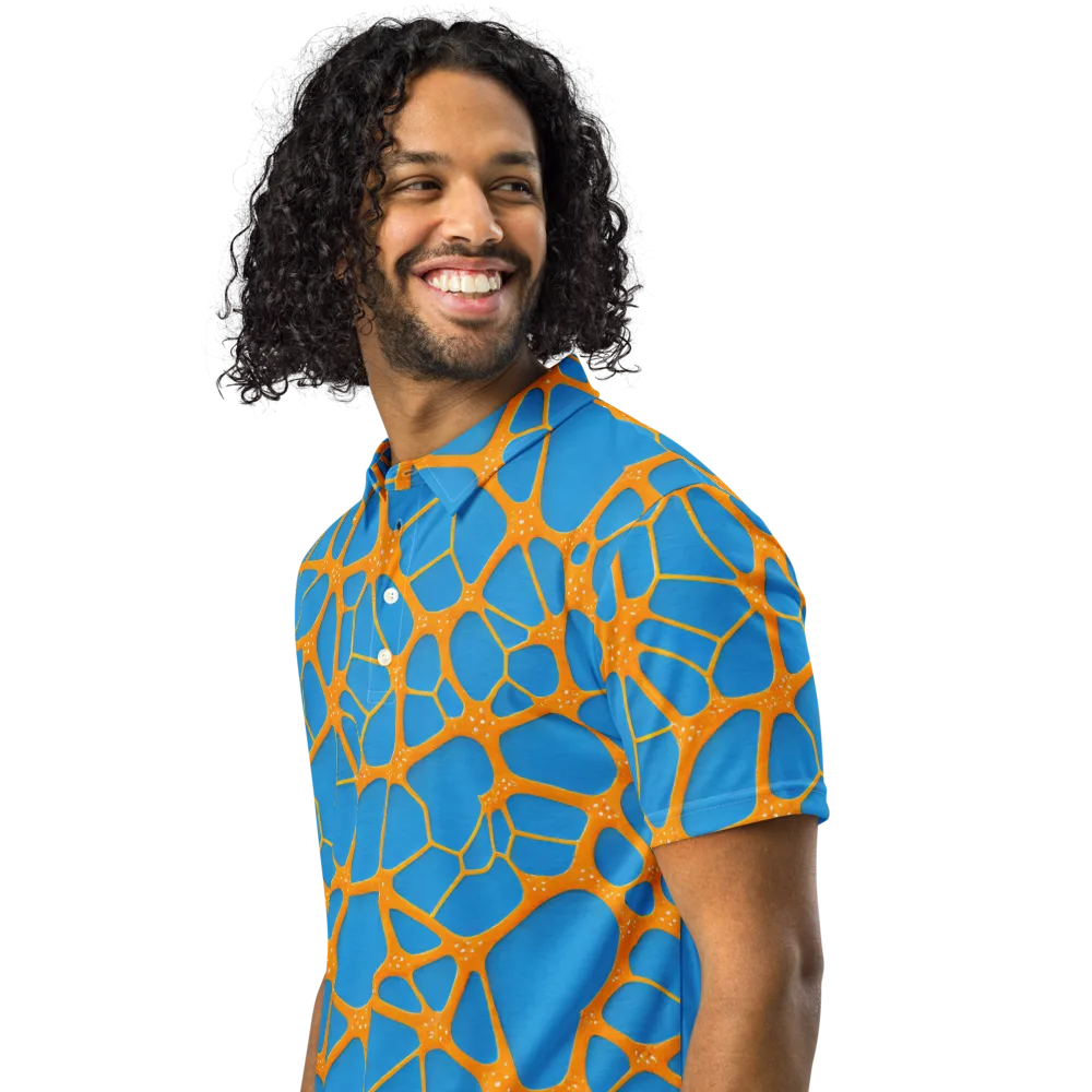 Citrus Cellscape on Men's Slim Fit Polo Shirt — Left Front