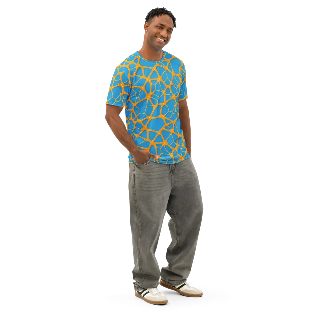 Citrus Cellscape on Men's Cotton Crew Neck T-Shirt — Right Front