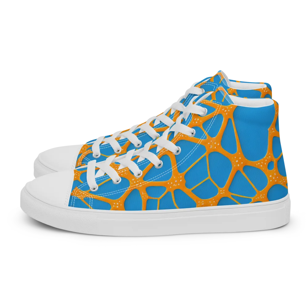 Citrus Cellscape on Men's High Top Canvas Shoes — Left