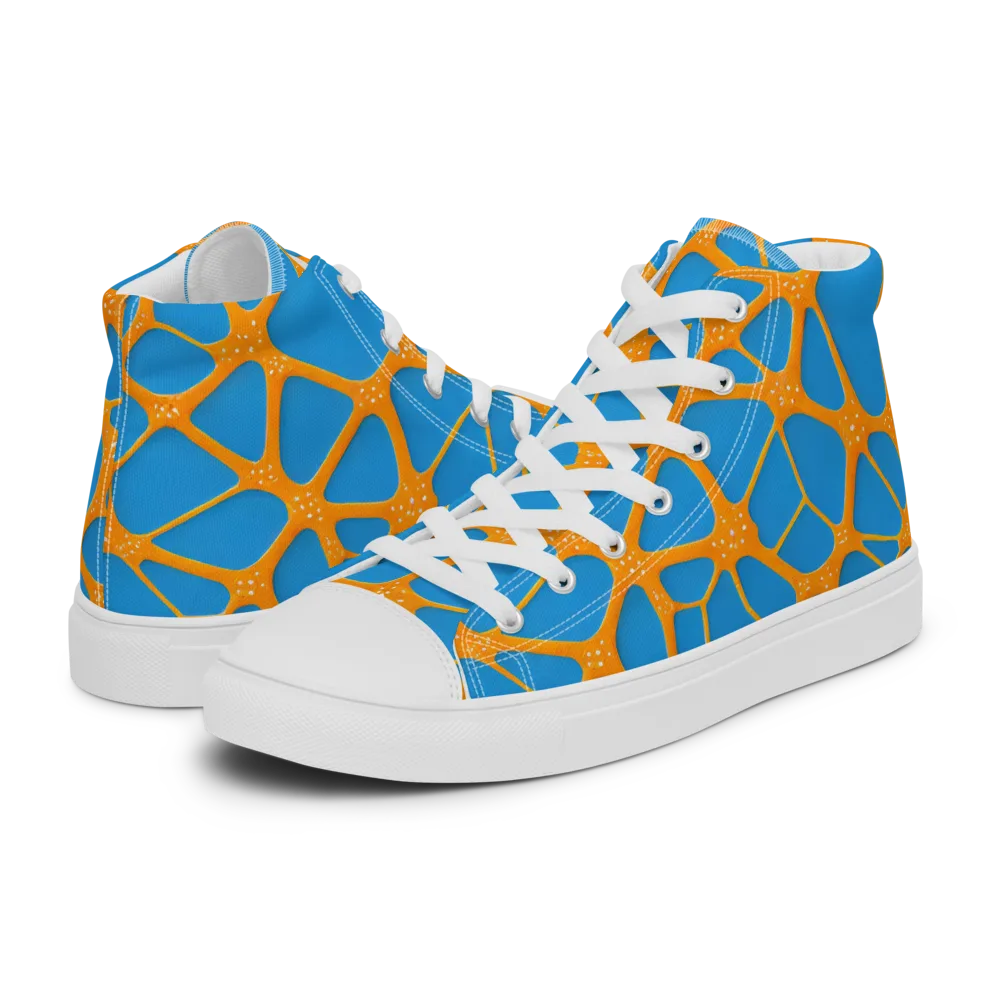 Citrus Cellscape on Men's High Top Canvas Shoes — Left