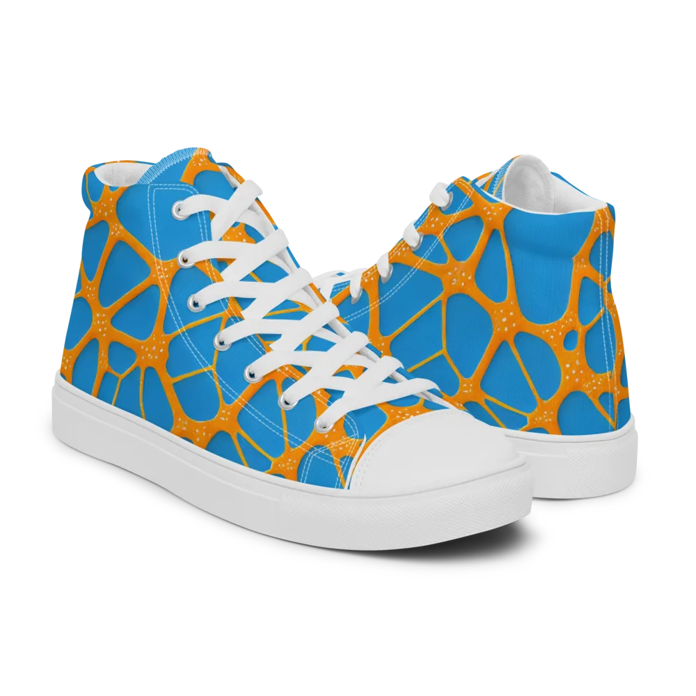 Citrus Cellscape on Men's High Top Canvas Shoes — Right