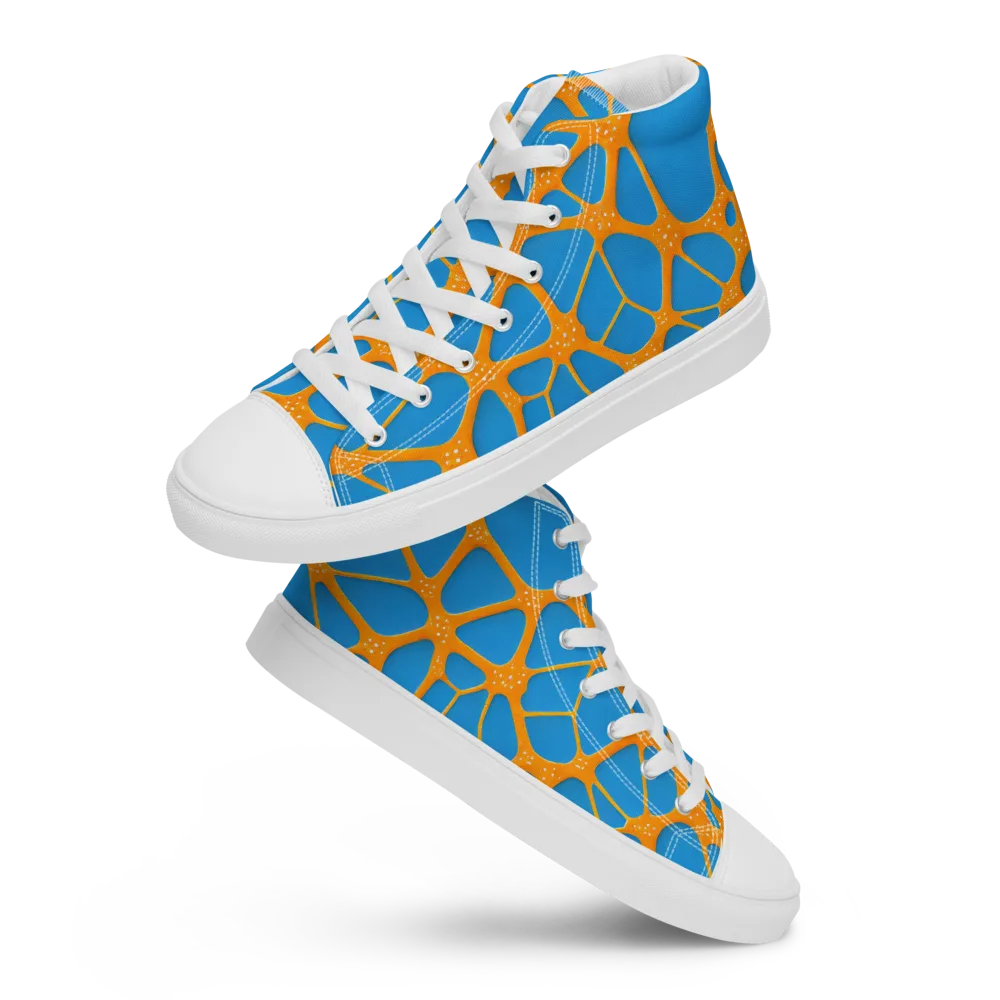 Citrus Cellscape on Men's High Top Canvas Shoes — Front