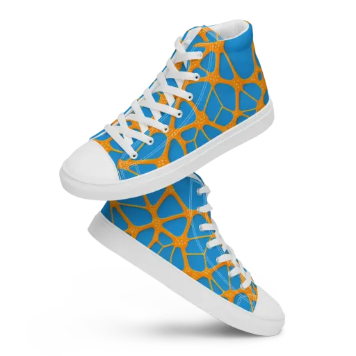 Citrus Cellscape on a Men's High Top Canvas Shoes
