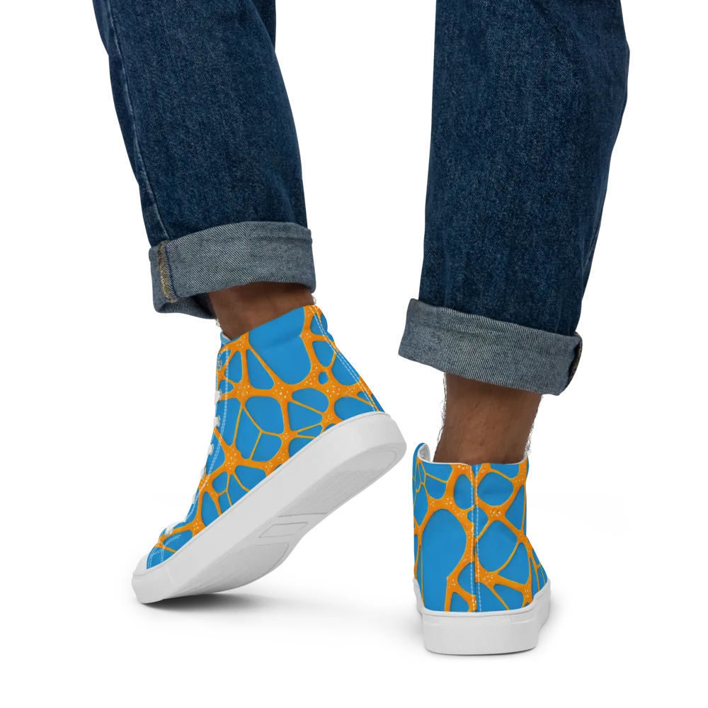 Citrus Cellscape on Men's High Top Canvas Shoes — Back