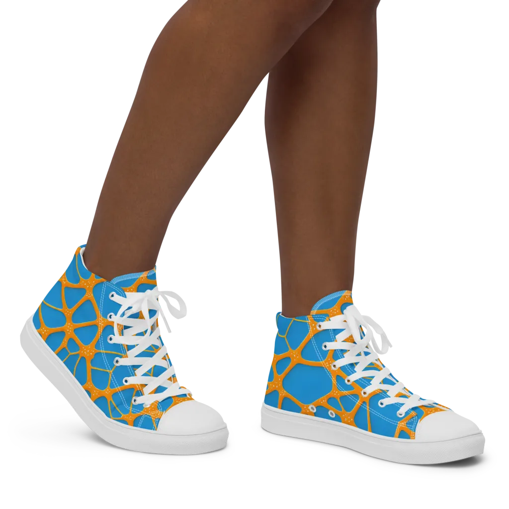Citrus Cellscape on Women's High Top Canvas Shoes — Right