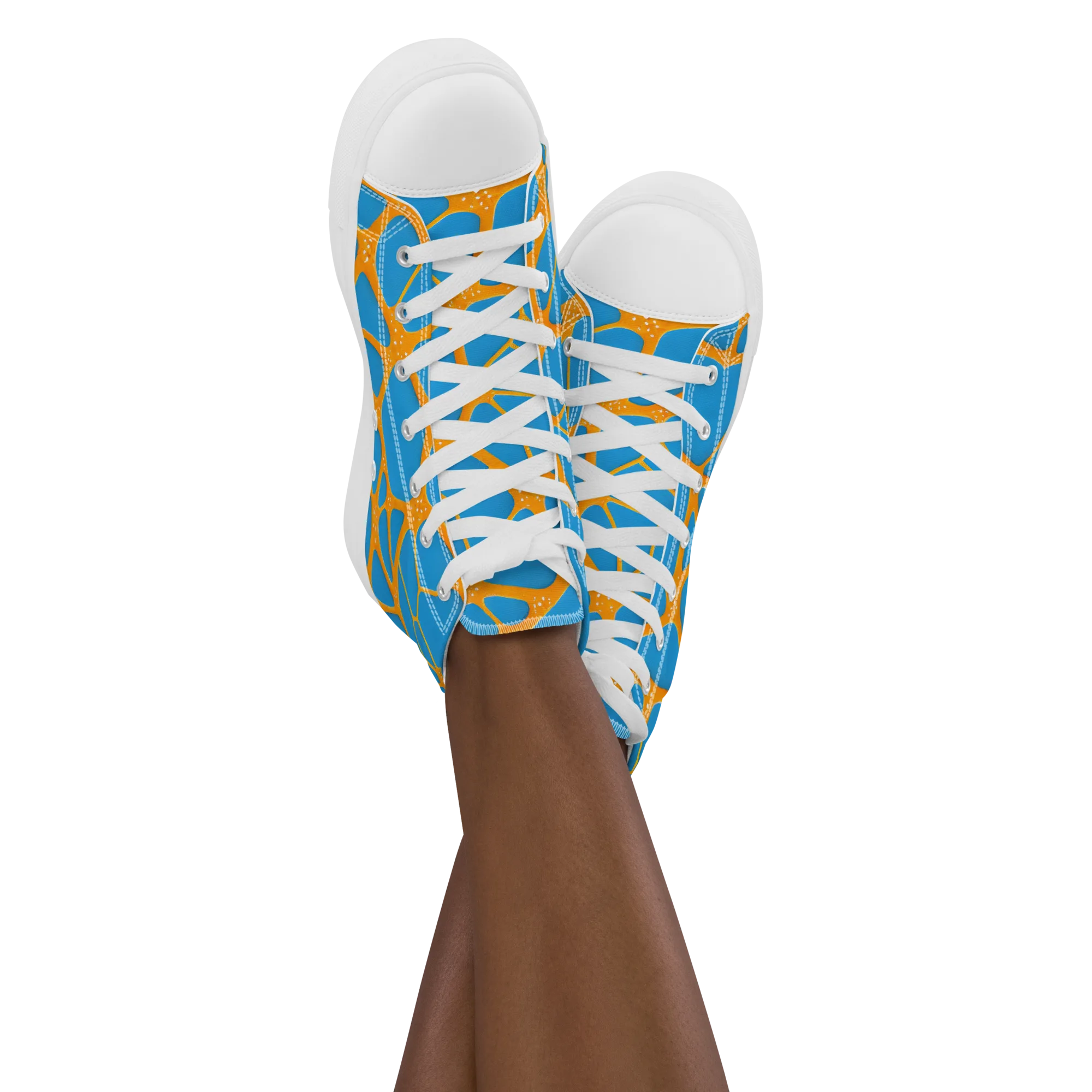 Citrus Cellscape on Women's High Top Canvas Shoes — Front