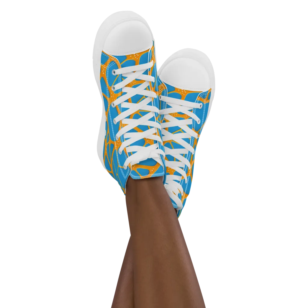 Citrus Cellscape on Women's High Top Canvas Shoes — Front