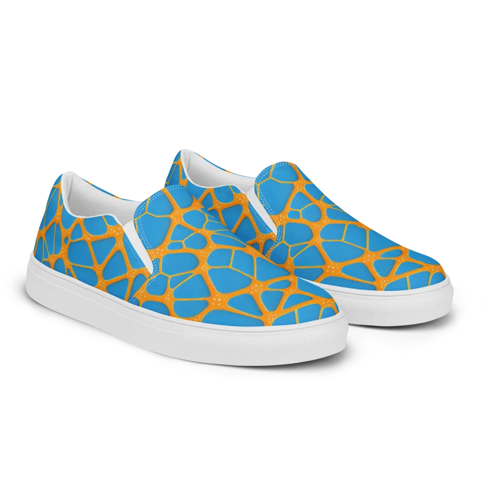 Citrus Cellscape on Men's Slip-On Canvas Shoes — Right Front