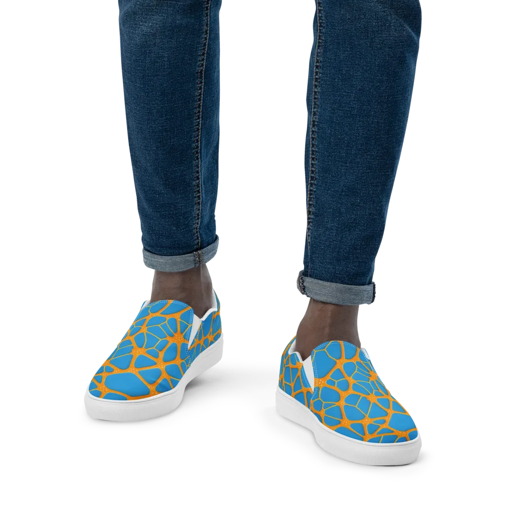 Citrus Cellscape on Men's Slip-On Canvas Shoes — Front