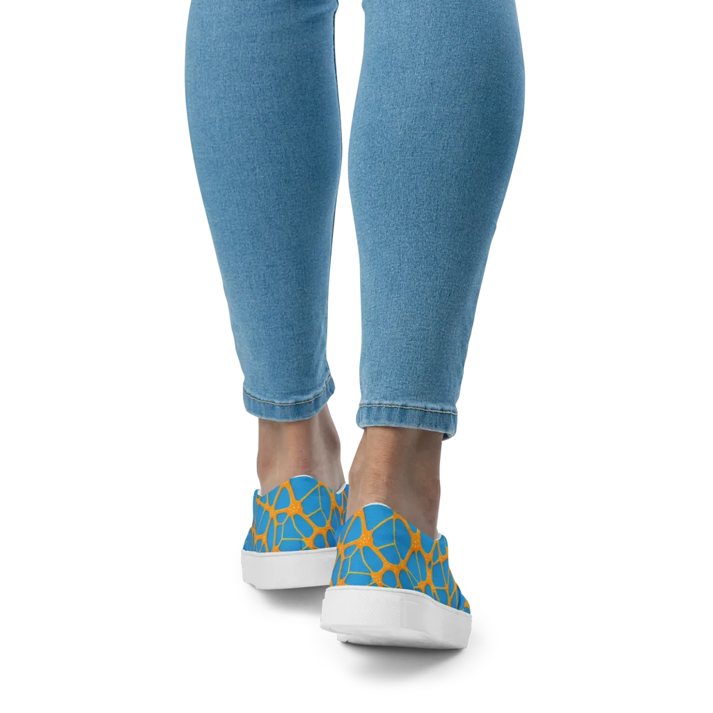 Citrus Cellscape on Women's Slip-On Canvas Shoes — Back