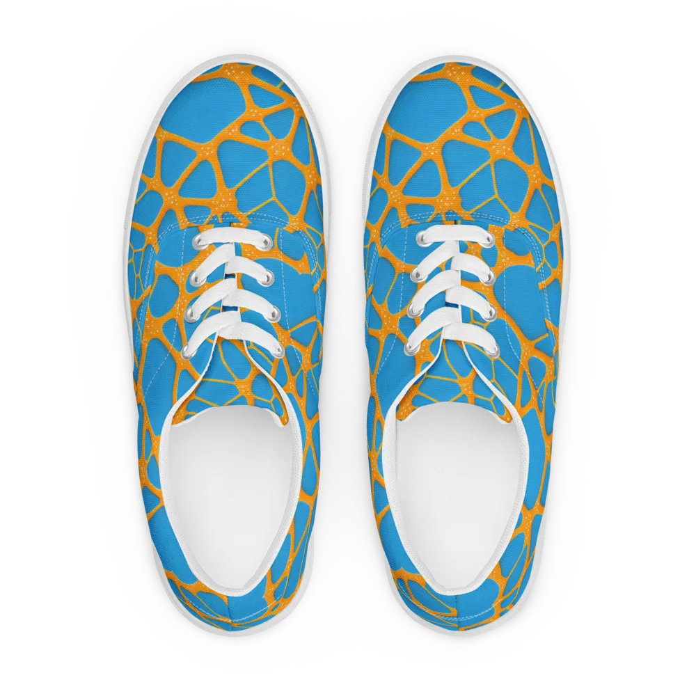 Citrus Cellscape on Men's Lace-Up Canvas Shoes — Front