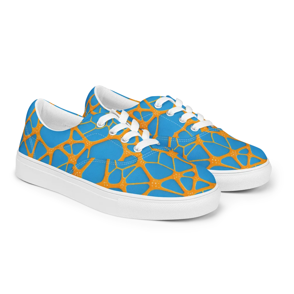 Citrus Cellscape on Men's Lace-Up Canvas Shoes — Right Front
