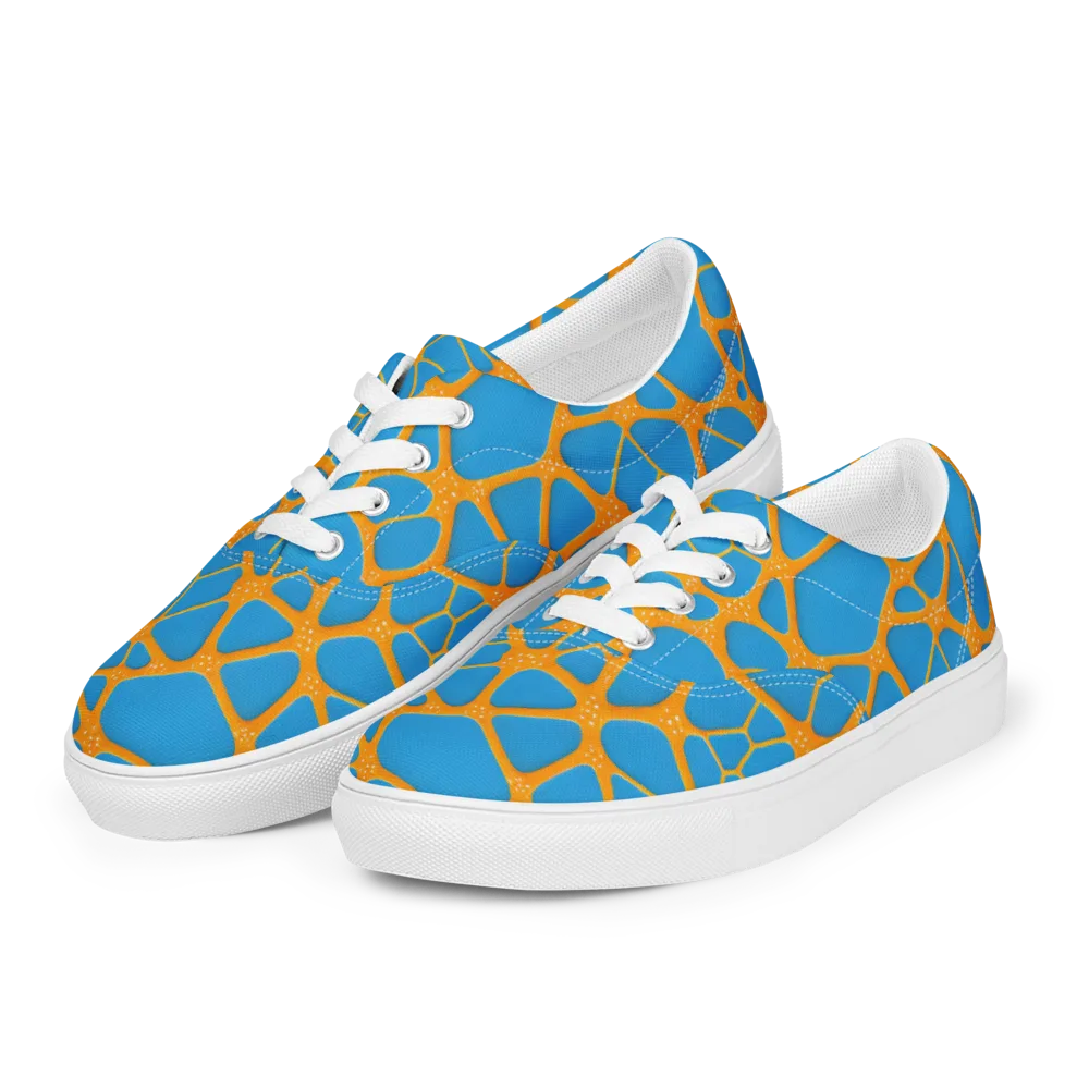 Citrus Cellscape on Men's Lace-Up Canvas Shoes — Left Front