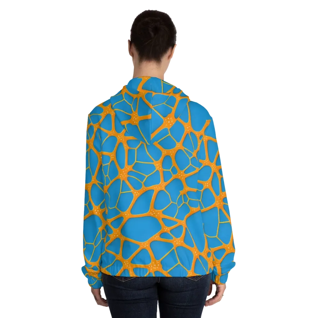 Citrus Cellscape on Women's Full-Zip Hoodie — Back On Person