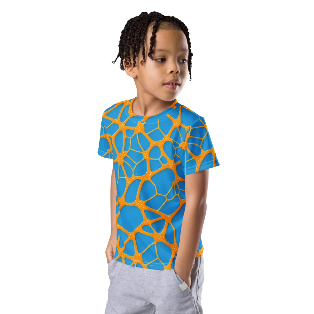Citrus Cellscape on Kids Crew Neck T-Shirt — Left Front
