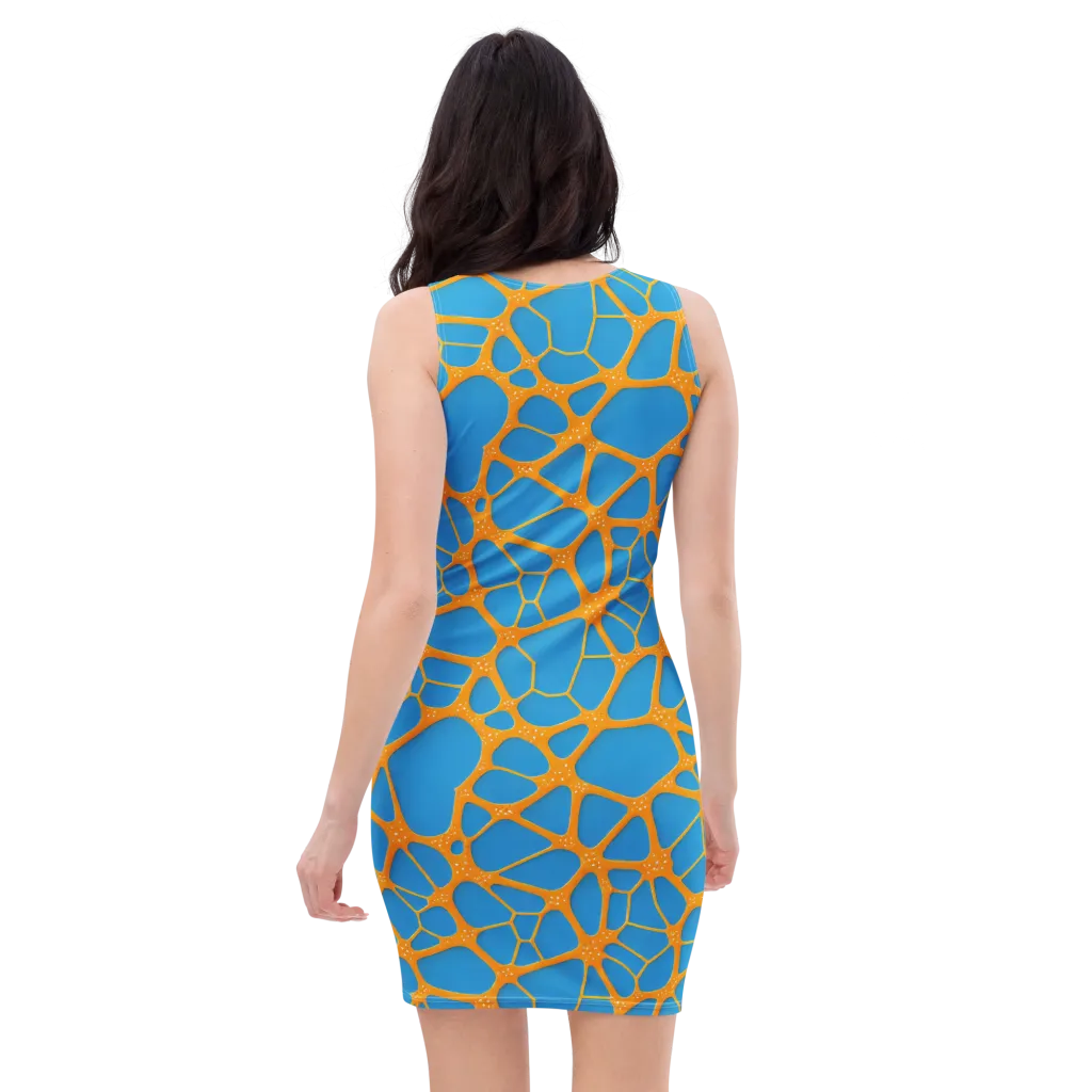 Citrus Cellscape on Bodycon Dress — Back