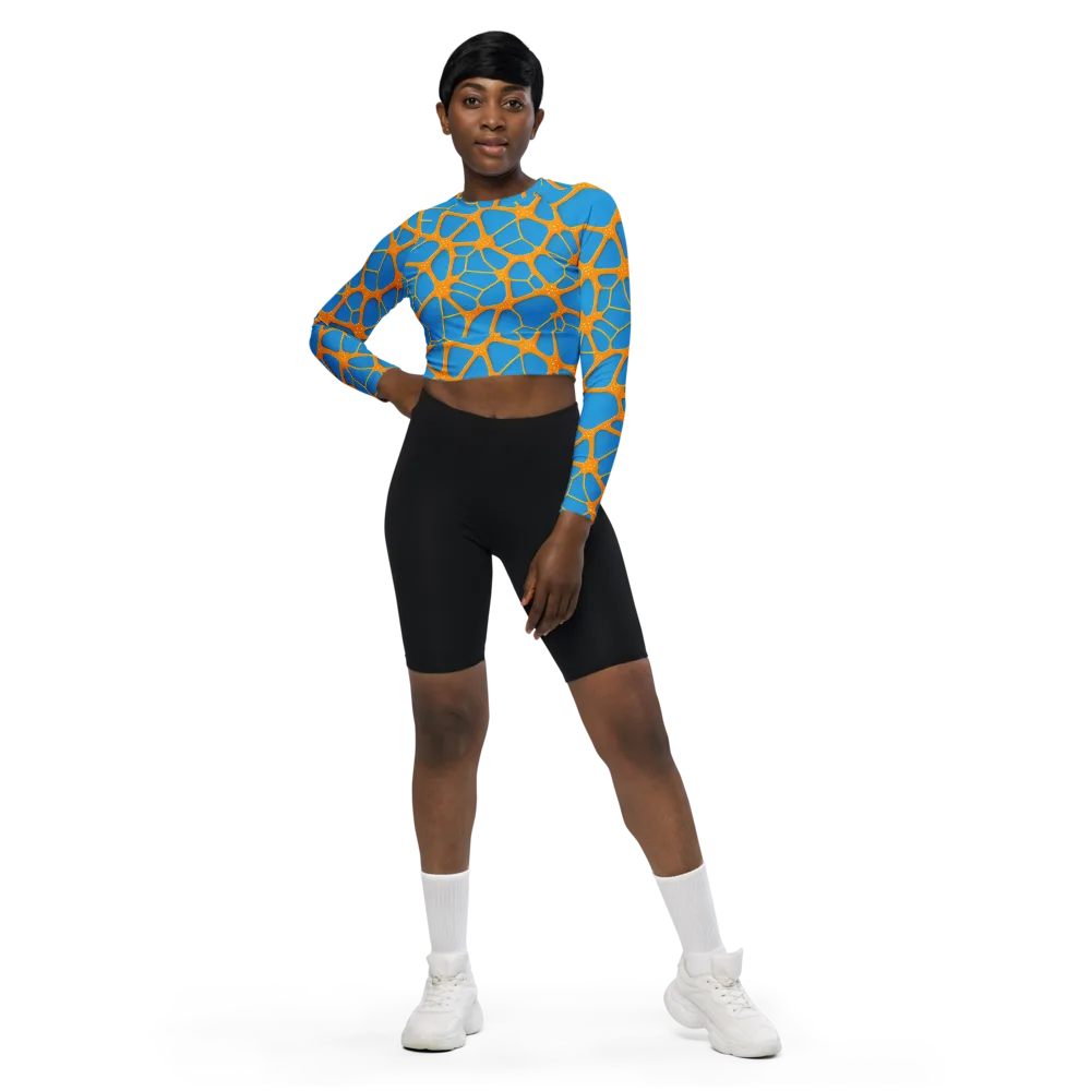 Citrus Cellscape on Long Sleeve Crop Top — Front