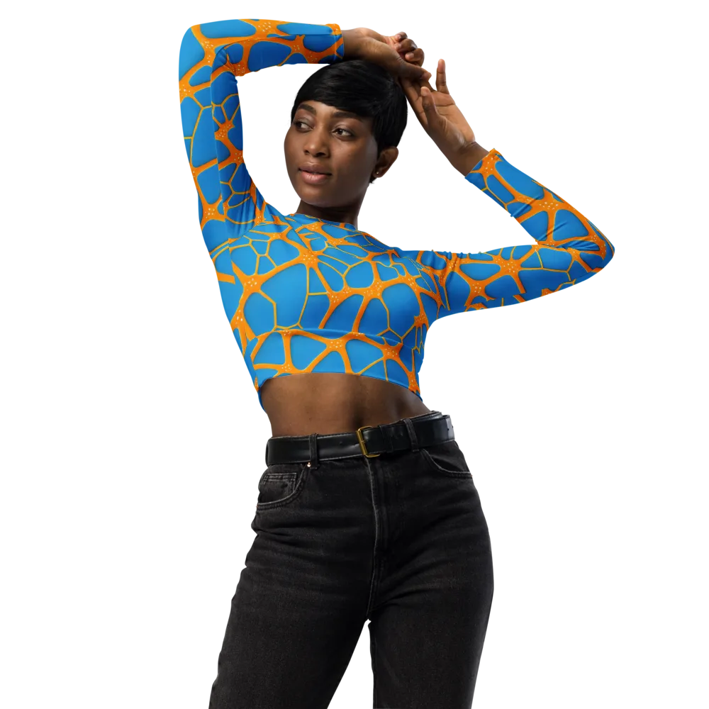 Citrus Cellscape on Long Sleeve Crop Top — Front
