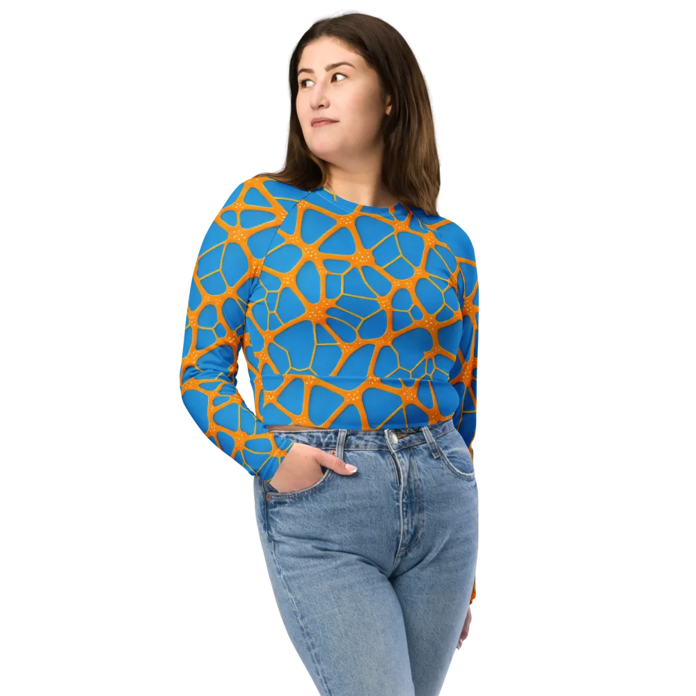 Citrus Cellscape on Long Sleeve Crop Top — Front