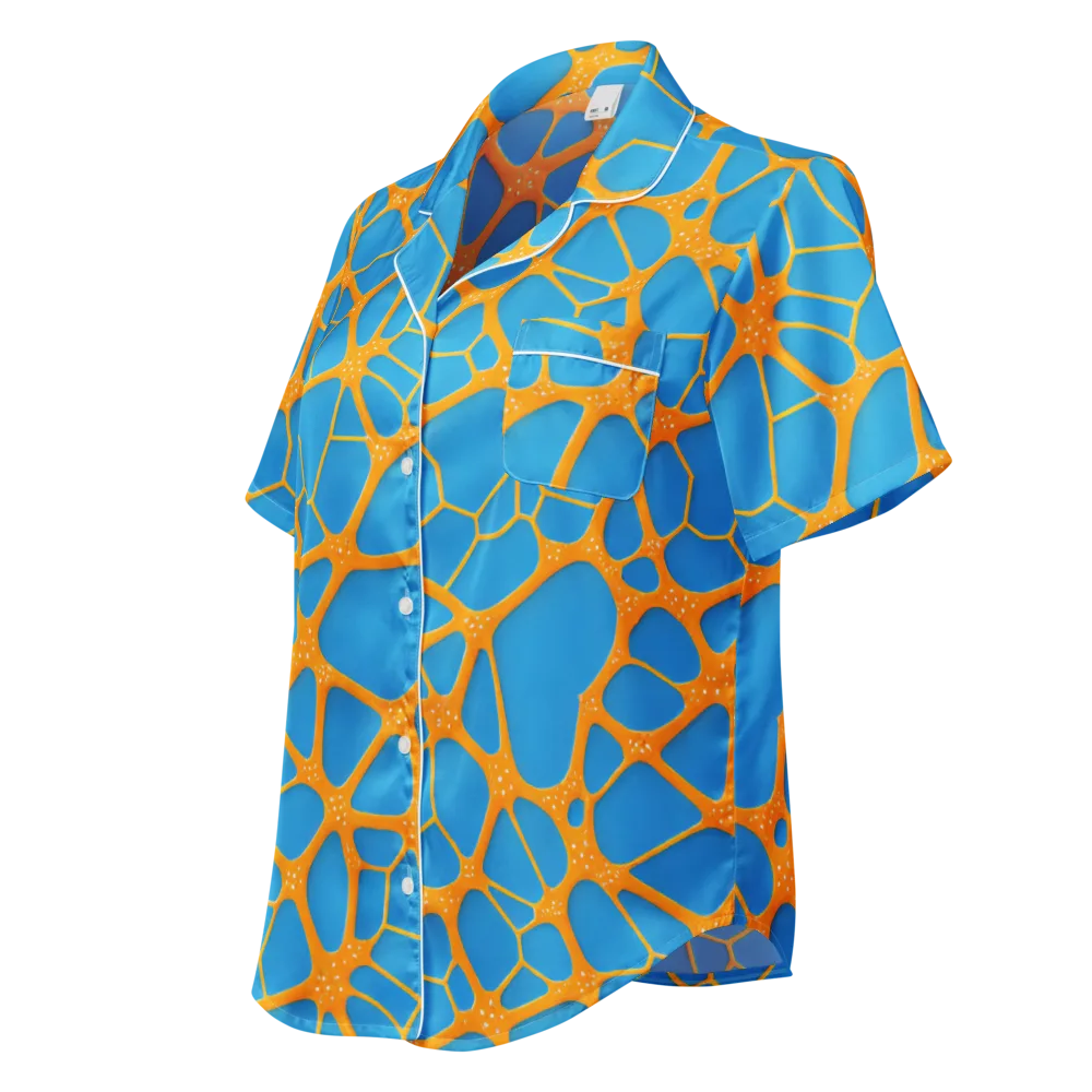 Citrus Cellscape on Women's Short Sleeve Pajama Top — Left Front