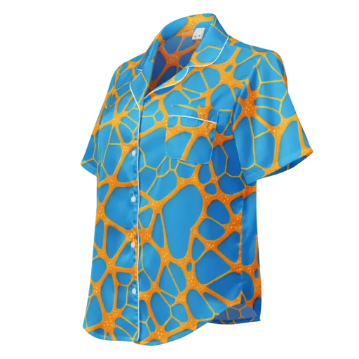 Citrus Cellscape on a Women's Short Sleeve Pajama Top