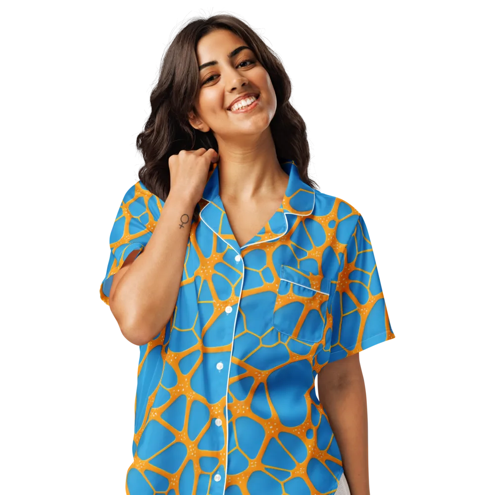 Citrus Cellscape on Women's Short Sleeve Pajama Top — Front