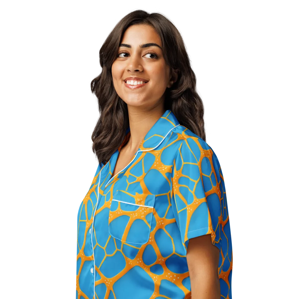 Citrus Cellscape on Women's Short Sleeve Pajama Top — Left Front
