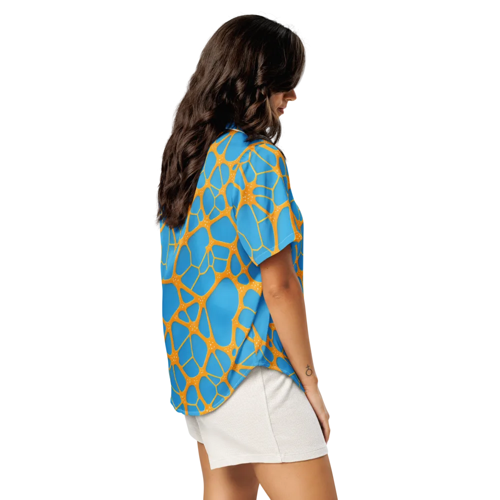 Citrus Cellscape on Women's Short Sleeve Pajama Top — Right Back