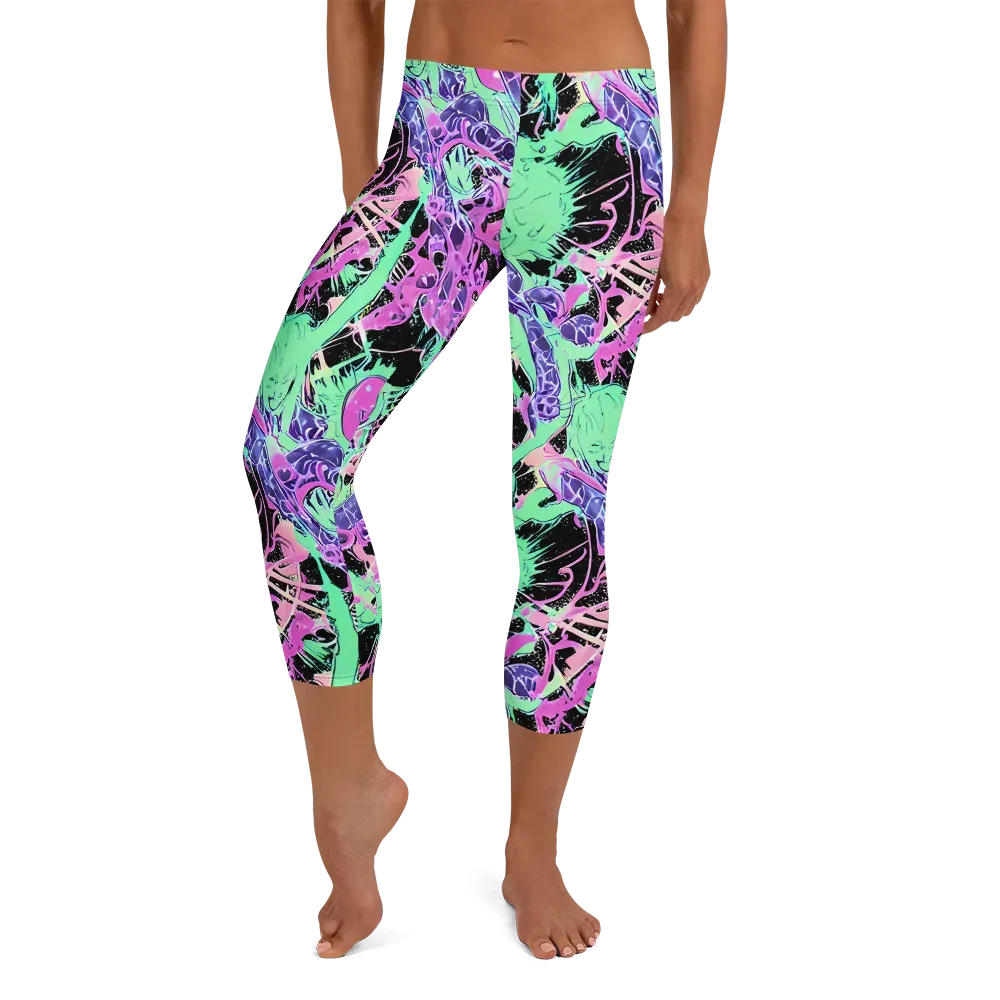 Candy Static on Capri Leggings — Front