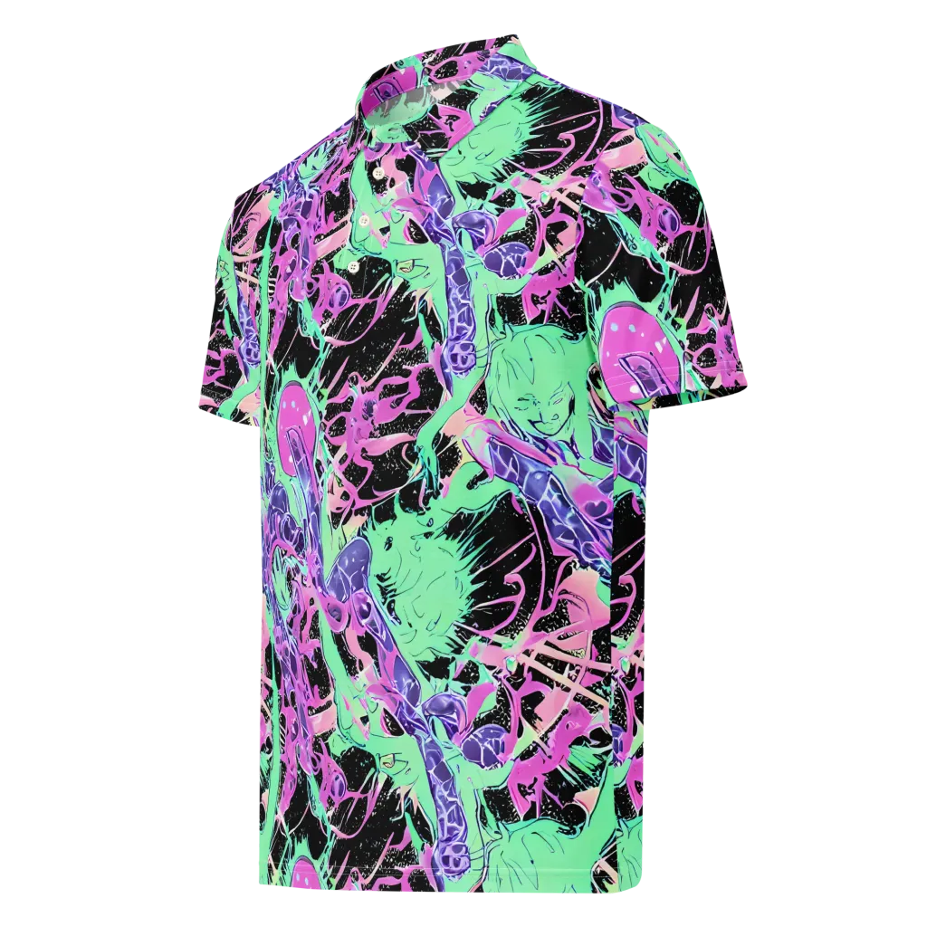 Candy Static on Men's Slim Fit Polo Shirt — Left Front