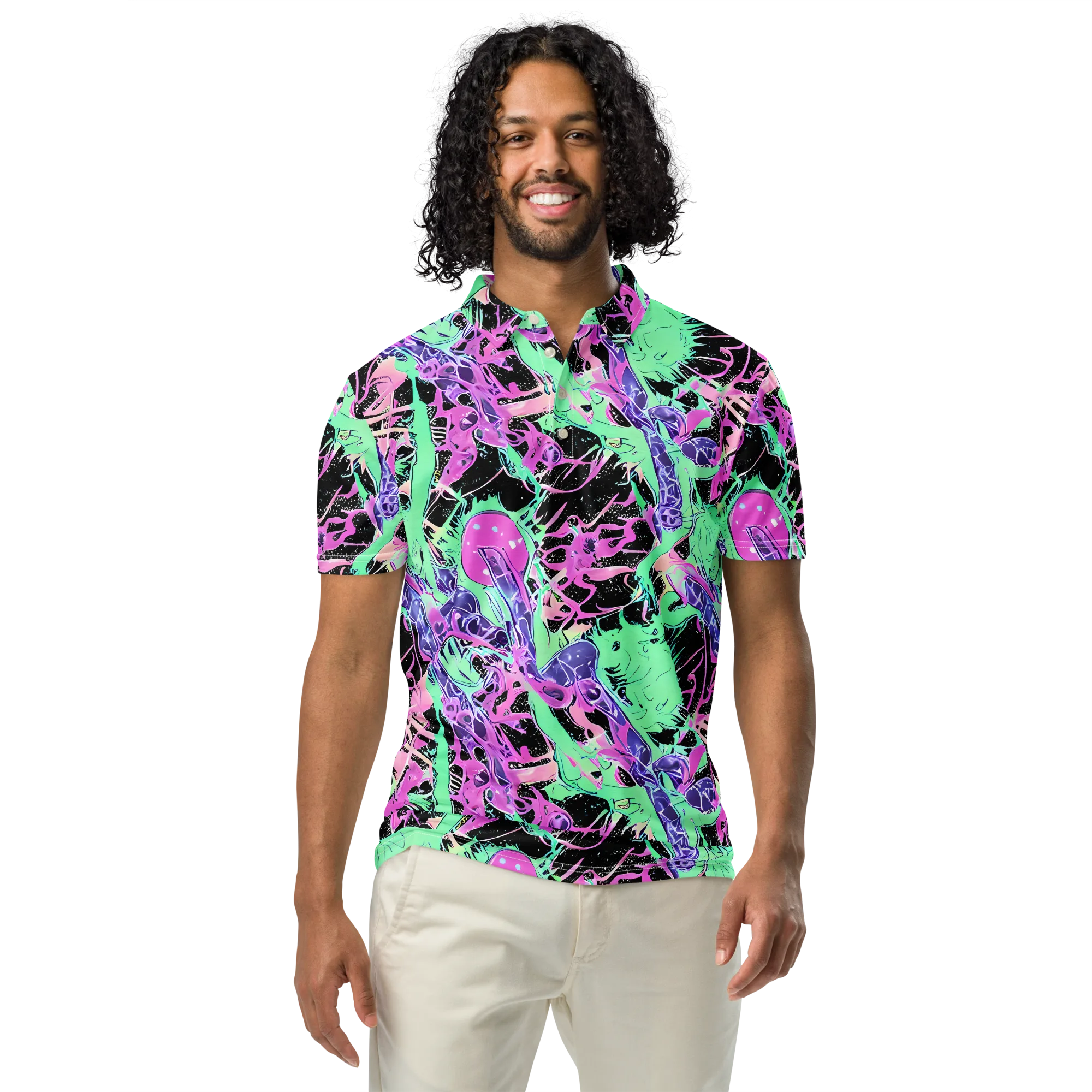 Candy Static on Men's Slim Fit Polo Shirt — Front
