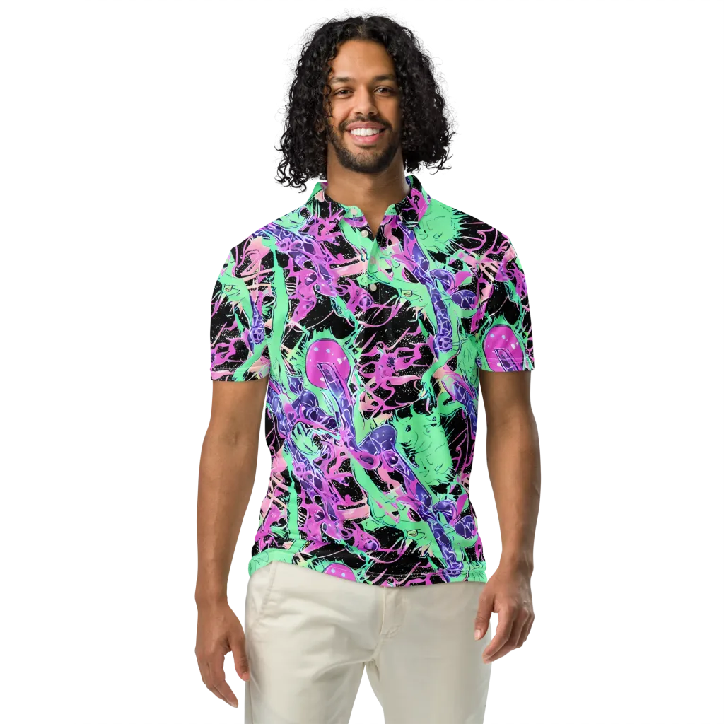 Candy Static on Men's Slim Fit Polo Shirt — Front