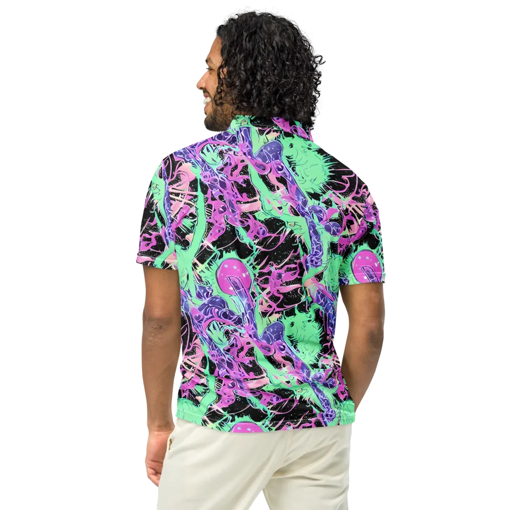 Candy Static on Men's Slim Fit Polo Shirt — Back