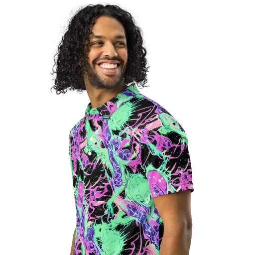 Candy Static on a Men's Slim Fit Polo Shirt