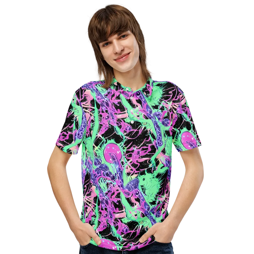Candy Static on Men's Slim Fit Polo Shirt — Front