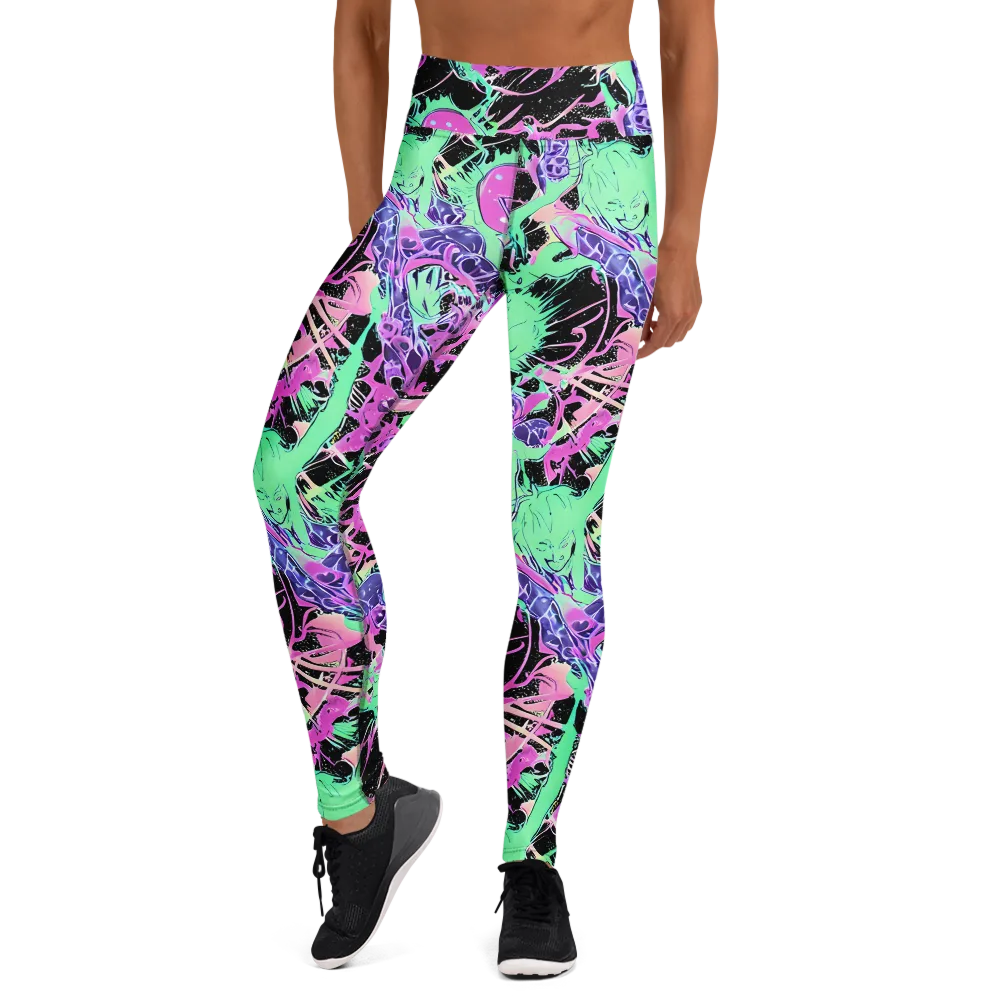 Candy Static on Yoga Leggings — Front