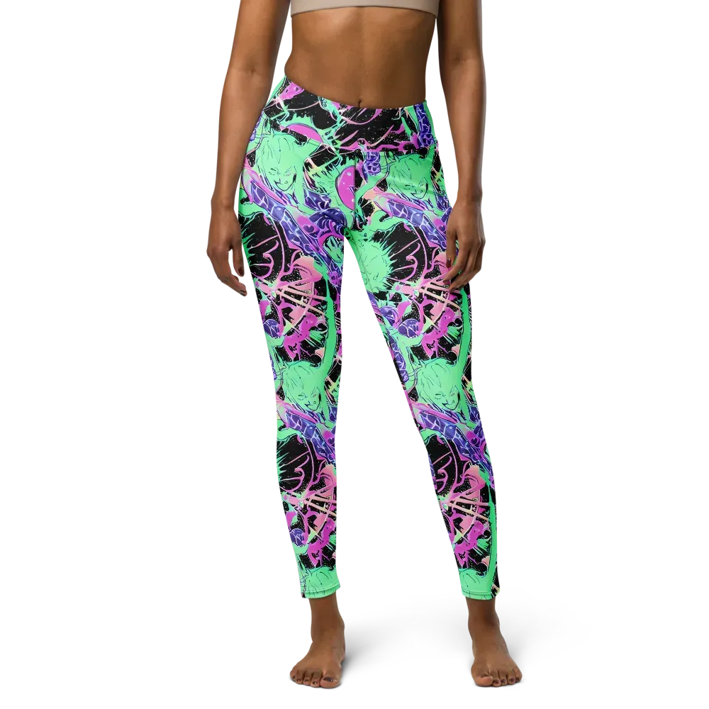 Candy Static on Yoga Leggings — Front