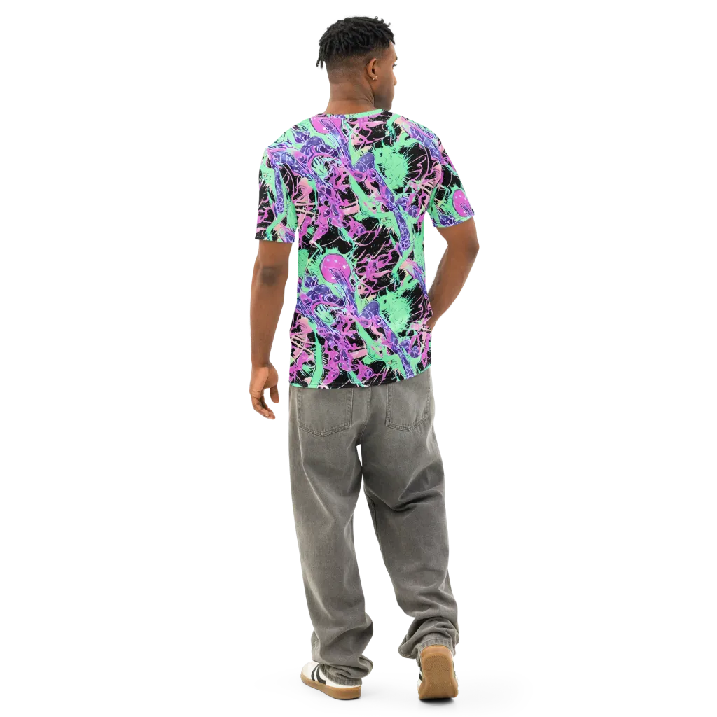 Candy Static on Men's Cotton Crew Neck T-Shirt — Back