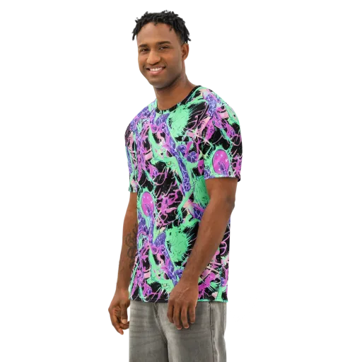 Candy Static on a Men's Cotton Crew Neck T-Shirt