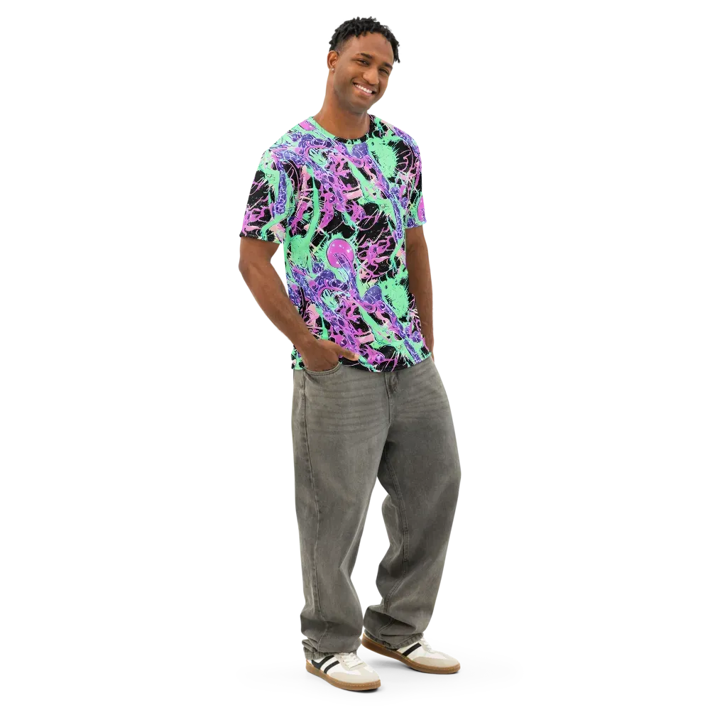 Candy Static on Men's Cotton Crew Neck T-Shirt — Right Front